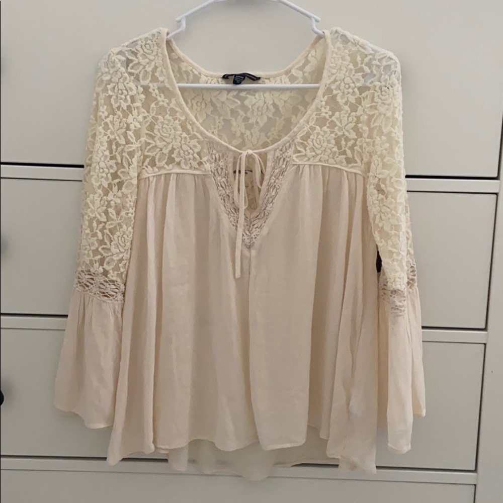 American Eagle lace boho top with bell sleeves